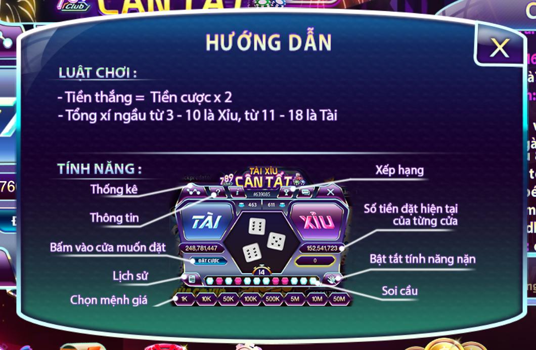 Hướng dẫn cách chơi cá cược Tài Xỉu 789Club chuẩn nhất